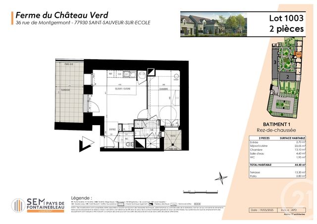 Appartement F2 à vendre - 2 pièces - 44.4 m2 - ST SAUVEUR SUR ECOLE - 77 - ILE-DE-FRANCE - Century 21 Domaine Du Parc