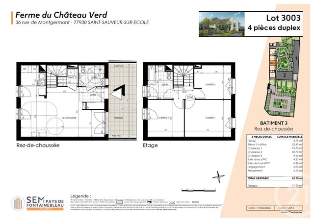 Appartement F4 à vendre - 4 pièces - 85.7 m2 - ST SAUVEUR SUR ECOLE - 77 - ILE-DE-FRANCE - Century 21 Domaine Du Parc